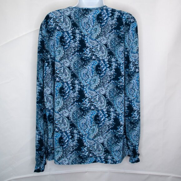 Joie Peasant Top Womens Medium M Blue Parisian Paisley Blouse Long Sleeve E05X - Picture 4 of 6